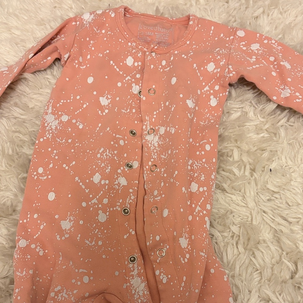 L'ovedbaby Pink Splatter Kids Footie